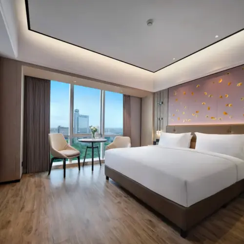 Habitación ejecutiva con cama doble y vistas a la luz de la luna en Lotus Pond