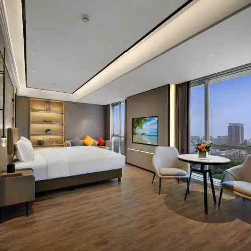 Habitación ejecutiva con cama doble y vistas a la luz de la luna en Lotus Pond